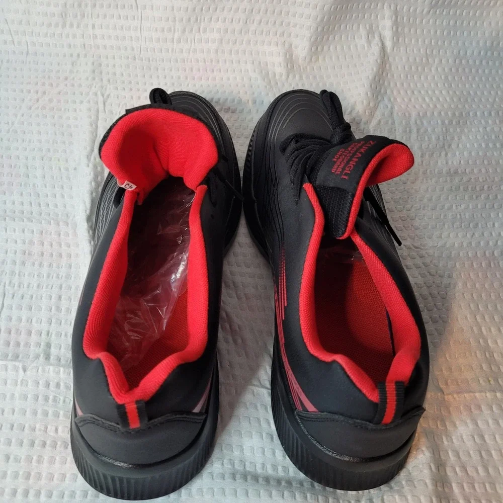 Zukangli Mens Running Shoes Black‎ Red Athletic Sneakers Low Top Lace Up Sport